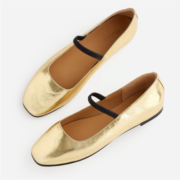 Madewell Shoes - Madewell Gold Metallic Mary Jane Flats